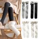 thumbnail image 3 of Ruifaya Calcetines hasta la rodilla de lolitas con lazo y cordones, medias hasta el muslo, calcetines con pompones hasta la pantorrilla, 3 of 6