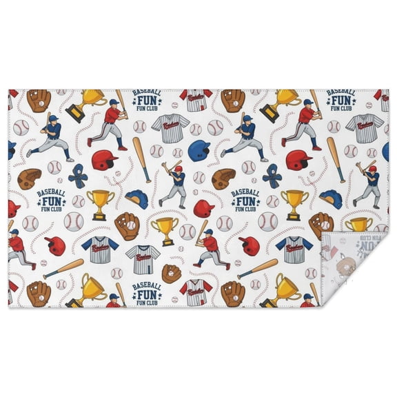 White Baseball Elements Pattern Rectangle Tablecloth 60"x102",Waterproof Polyester Rectangle Table Cloth, Wipeable Spillproof Polyester Tablecloth for Dining, Camping, Indoor and Outdoor