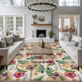 thumbnail image 4 of Straw Hat Washable Living Room Rugs 5'x7', Tropical Plants Red Flowers Summer Vintage Linen Low Pile Throw Large Area Rugs Non-Slip Sturdy Edge Binding Carpet for Dining Room Bedside Kitchen, 4 of 9