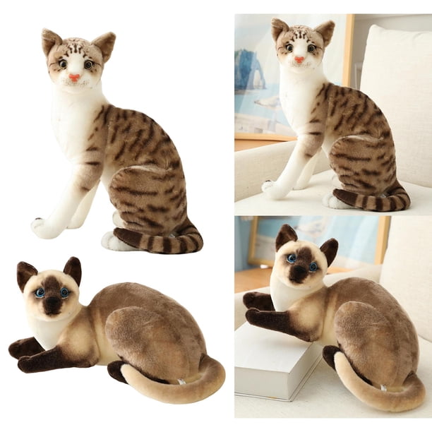 2x juguetes de peluche de gato cómodo cojín de muñeca decoración amigable con la piel accesorios de fotos hechos a mano para el regalo del dormitorio Gato gris tumbado y gato sentado CUTICAT Juguetes de peluche