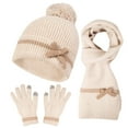 thumbnail image 2 of Busydd Hat Scarf Glove Set for Women and Men Unisex Fleece Knit Hat Scarf and Gloves Set Soft Pompom Warm Winter Sets 3 Piece Wool Accessories Sets for Cold Weather, 2 of 5