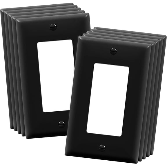 ENERLITES Decorator Outlet Wall Plate, Light Switch Cover, Size 1-Gang, Unbreakable Polycarbonate Thermoplastic, UL Listed, Glossy, Black, 10 Pack