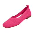 thumbnail image 3 of Domuza Women's Square Toe Knitted Flats Comfortable Softsole Slip On Ballet Flats summer Lightweight Casual Walking Work Shoes Hot Pink 8（EU-40）, 3 of 5