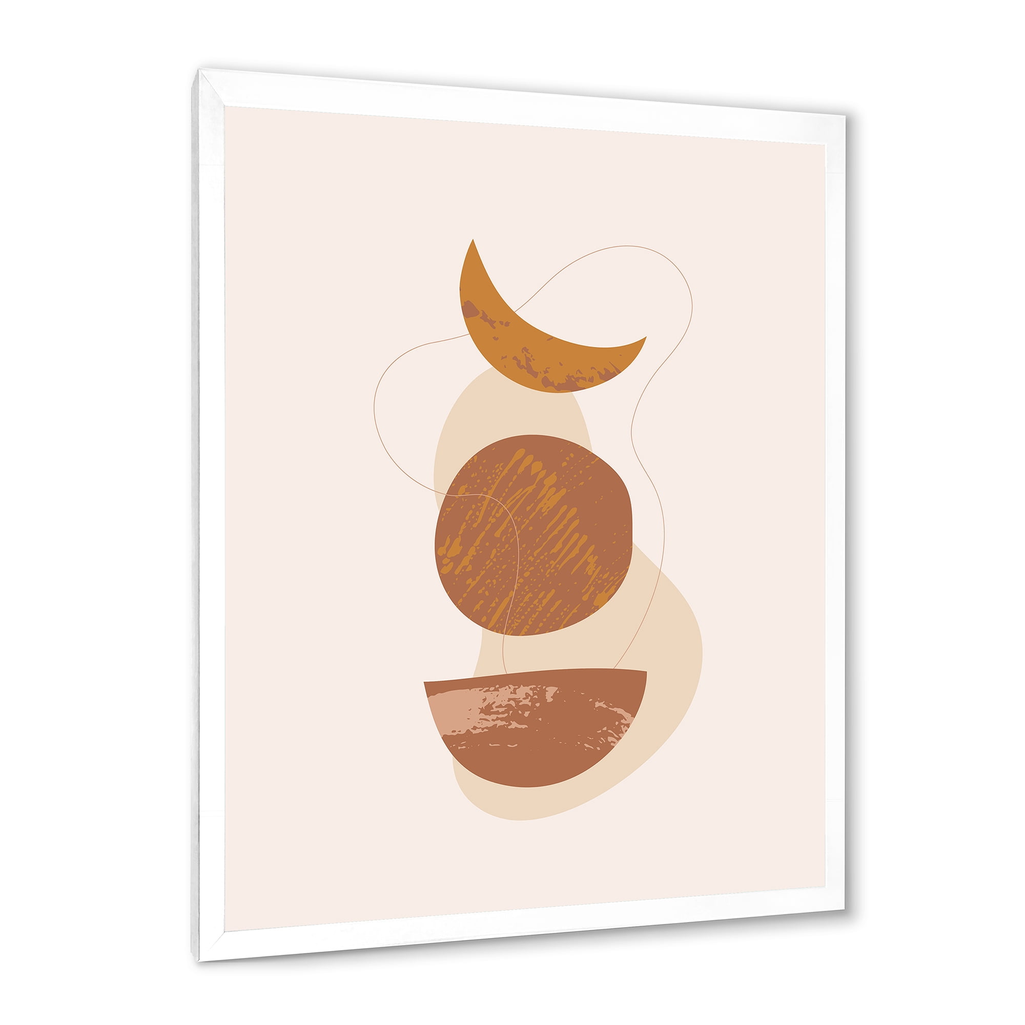 Designart 'Sun and Moon Shapes In Retro Terracotta Tones IV' Modern Framed Art Print
