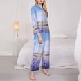 thumbnail image 3 of Daiia Lavender Fields Under Blue Sky for Women's Long-Sleeved Pajama Set – Soft & Comfortable Sleepwear Button-Up Pajamas Cozy Lounge Wear-Large, 3 of 7