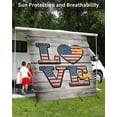 thumbnail image 3 of 4th of July RV Awning Sun Shade Screen 9'X7' American Flag Love Heart Mesh Sunscreen Retro Wood Grain Awning Shade Screen with Zipper UV Blocker Completed Kits Outdoor Canopy for RV Motorhome Camper, 3 of 7