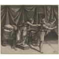 thumbnail image 2 of Marcantonio Raimondi 17x15 Gold Ornate Wood Frame and Double Matted Museum Art Print Titled - Joseph and Potiphar's Wife, 2 of 4