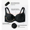 thumbnail image 4 of Exerin Women's Floral Lace Demi Low Cut Lightly Padded Underwire Balconette Bra(32C,Black), 4 of 7