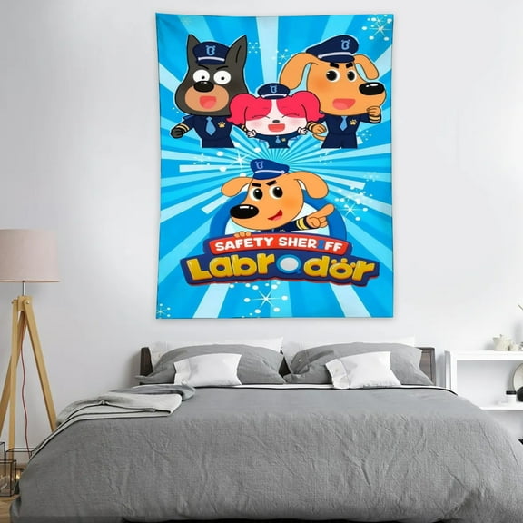 Tapestry for Sheriff Labrador wall hanging Bedroom Dorm Funny Poster Backgrounds Wall Art Decorations Kids Girls Teens Gifts 40×30 inch
