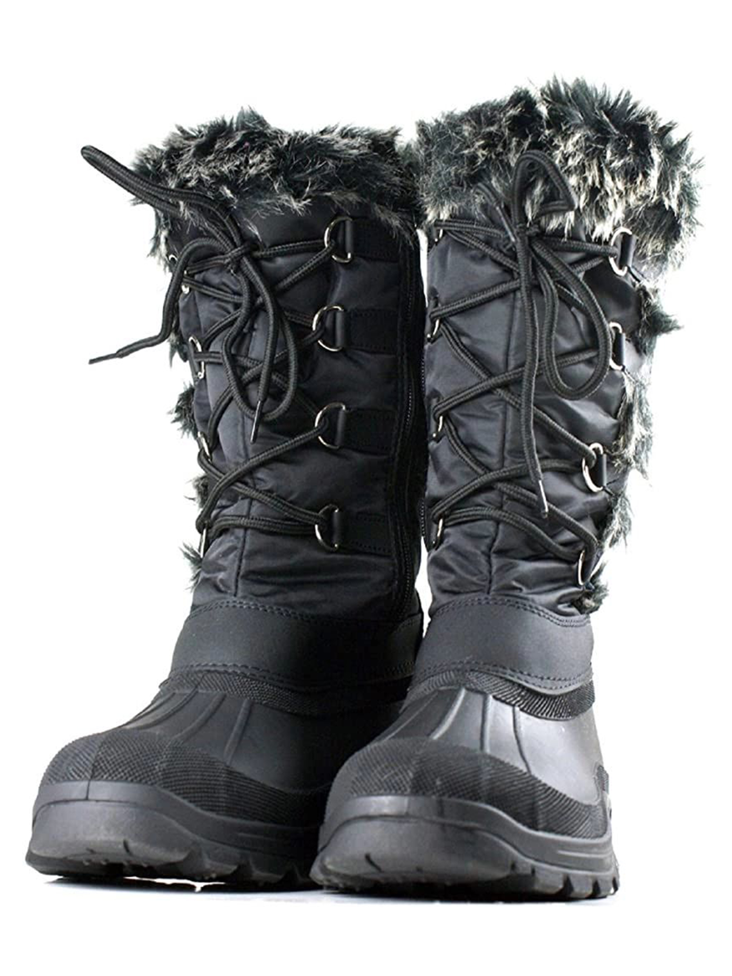 Womens Mid Calf Hard Sole Waterproof Winter Boots
