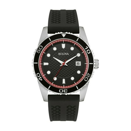UPC 042429533646 product image for Bulova Men s 43mm Black Rubber Band Steel Case Quartz Analog Watch 98B260 | upcitemdb.com