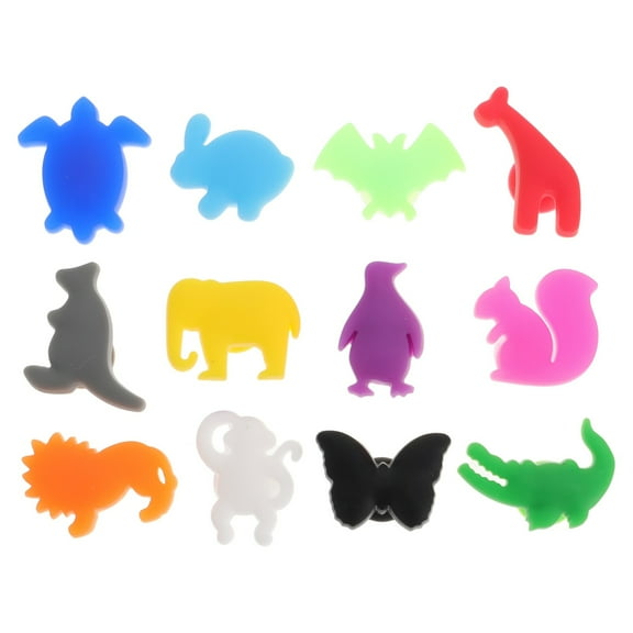 Spatiy 12Pcs Cartoon Animal Shaped Wine Markers Silicone Drink Markers Cocktail Markers