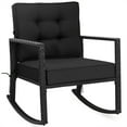 thumbnail image 2 of Gymax Outdoor Wicker Rocking Chair Patio Lawn Rattan Single Chair Glider w/ Black Cushion, 2 of 9