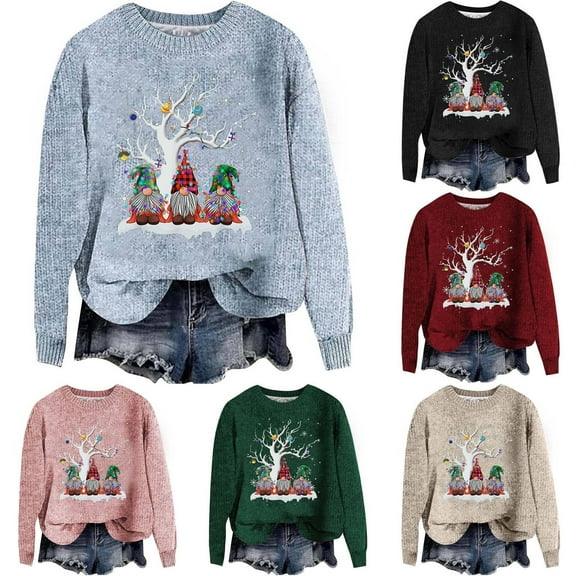 Shadoumai Christmas Sweaters for Women Snowman Cozy Jacquard Female Holiday Pullover Plus Size Women's Christmas Sweater