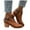 a-Brown, variant on Women's Chelsea Ankle Boots Chunky Mid Heel Buckles Fall Heeled Booties Close Toe Leather Winter Work Walking Shoes