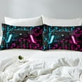 thumbnail image 3 of Gamer Bed Sheets Gaming Full Fitted Sheet Teen Men Neon Lights Ombre Checkered Video Games Bedding Set 3D Geometric Game Console Bed Sheets Blue Purple, 3 of 5
