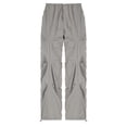 thumbnail image 6 of New street style low-waisted drawstring pleated casual trousers with work style personality, lazy loose straight trousers - white - M, 6 of 6