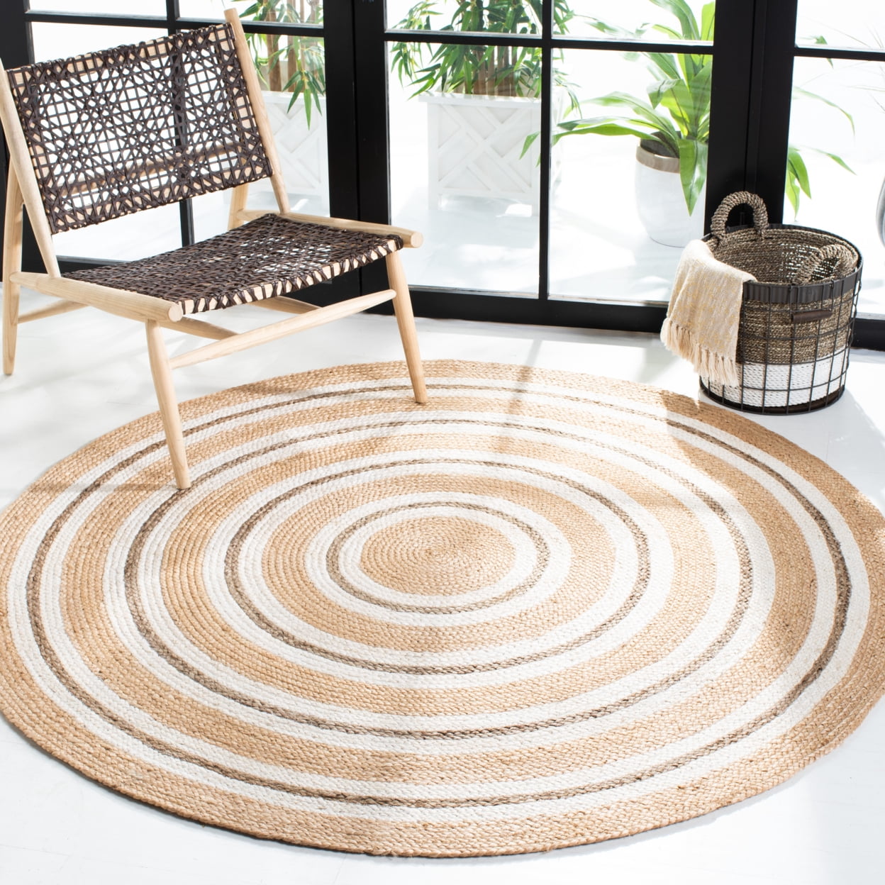 SAFAVIEH Natural Fiber Asia Geometric Area Rug, Natural/Ivory, 5' x 8'