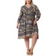 thumbnail image 2 of Vestido de verano de talla grande Agnes Orinda para mujeres, casual, bohemio, floral, con escote en V, manga 3/4, midi, corto, vestido de playa 1X negro y amarillo, 2 of 6