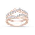 thumbnail image 1 of Round Cut White Cubic Zirconia Criss Cross Infinity Guard Enhancer Ring In 14K Rose Gold Plated 925 Sterling Silver (Color: White, Clarity: VVS1-VVS2) -8.5, 1 of 8