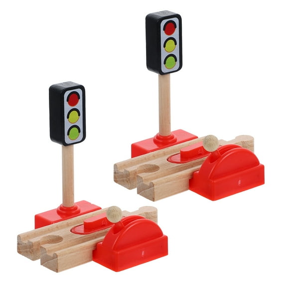 Masteelf 2pcs Pretend Train Traffic Light Traffic Signal Model Traffic Signal Plaything For Games Funny Train Traffic Light Playing Wooden Track Accessories