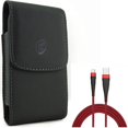 thumbnail image 1 of Case Belt Clip w 10ft USB Cable for Samsung Galaxy S20 - Leather Holster Cover Pouch Vertical, Type-C Charger Cord Power Wire USB-C X9W fits Samsung Galaxy S20, 1 of 15