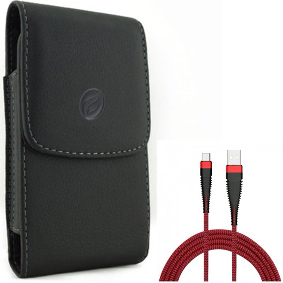 Case Belt Clip w 10ft USB Cable for Samsung Galaxy S20 - Leather Holster Cover Pouch Vertical, Type-C Charger Cord Power Wire USB-C X9W fits Samsung Galaxy S20