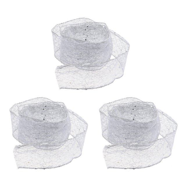 Miangastore 3pcs 2m Beautiful Christmas Ribbons Gift Packaging Ties Decor Craft Accessory (Silver)