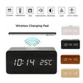 thumbnail image 2 of Digital Wooden Alarm Clock with Wireless Charging, 3 Alarm LED Displays, Dual Functions Of Snooze, Sound Control And Snooze,Wood LED Clocks for Bedroom, Bedside, Desk, Kids E, 2 of 9
