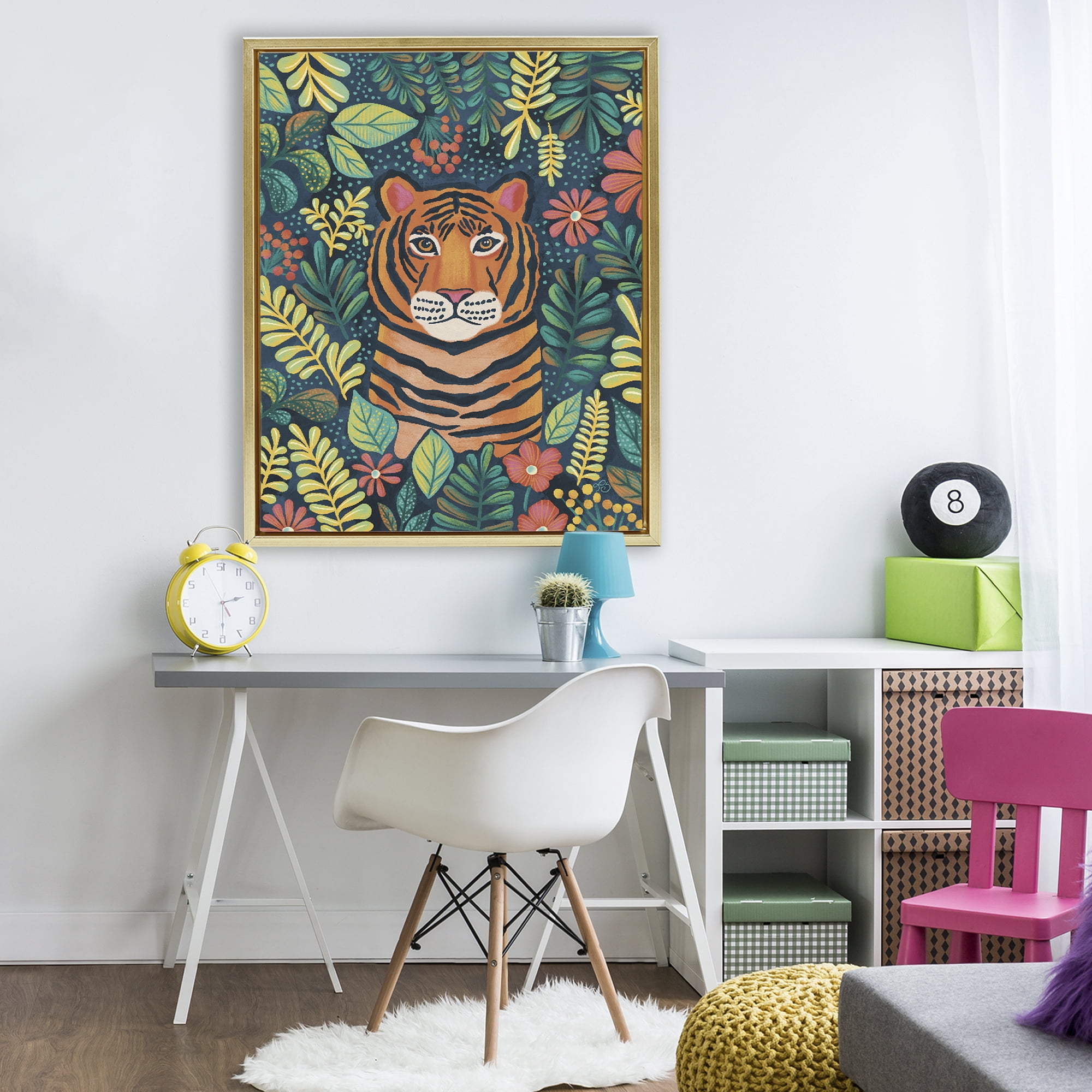 Stupell Industries Exotic Leaf Pattern Tiger Gold Framed Floater Canvas Wall Art, design by Lisa R Dumm
