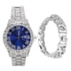 thumbnail image 5 of Reloj de cuarzo plateado, reloj plateado grande, reloj plateado azul, reloj con calendario diseñado para profesionales, 5 of 12