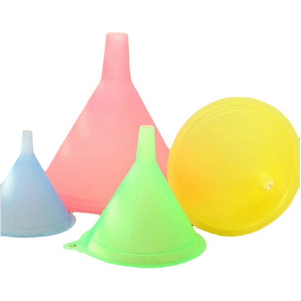 Juego de embudos de plástico, 5 piezas, embudos de colores del arcoíris, embudos de cocina para el hogar, 67mm, 84mm, 98mm, 112mm y 128mm