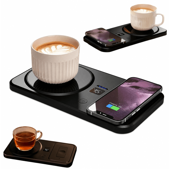 Zengdainm Coffee Mug Warmer with Wireless Charger, Adjustable Temp Cup Warmer, Digital Display, Black