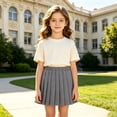 thumbnail image 2 of Abcomgle Girls Pleated Skirt with Built In Safety Shorts Elastic Waist A Line Short Skater School Style Skirt for Big Kids, 2 of 5