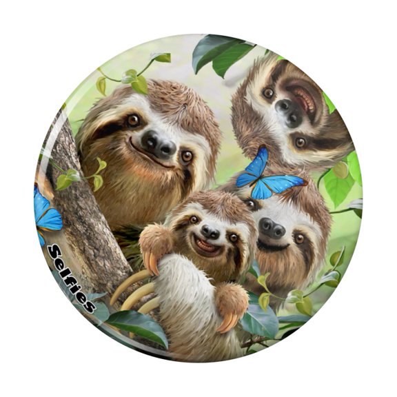 Sloth Family Selfie Pinback Button Pin