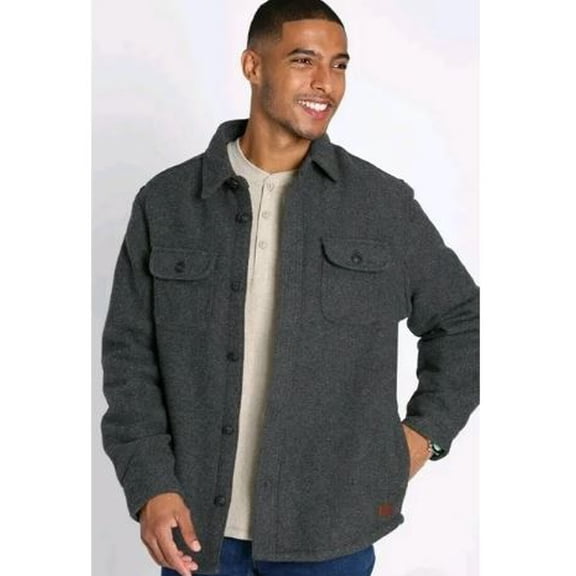 Jachs Men’s Patterned Wool Blend Fully Lined Shirt Jacket, Gray Small