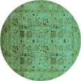 thumbnail image 1 of Ahgly Company Indoor Round Oriental Turquoise Blue Industrial Area Rugs, 3' Round, 1 of 4