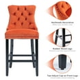 thumbnail image 5 of Velvet Bar Stools Set of 2 - 27" Seat Height Barstool, Bar Chairs Fit Counter or Bar Height, Kitchen Stools for Island, Tufted Back, Wood Frame, Upholstered (Orange, Set of 2), 5 of 11
