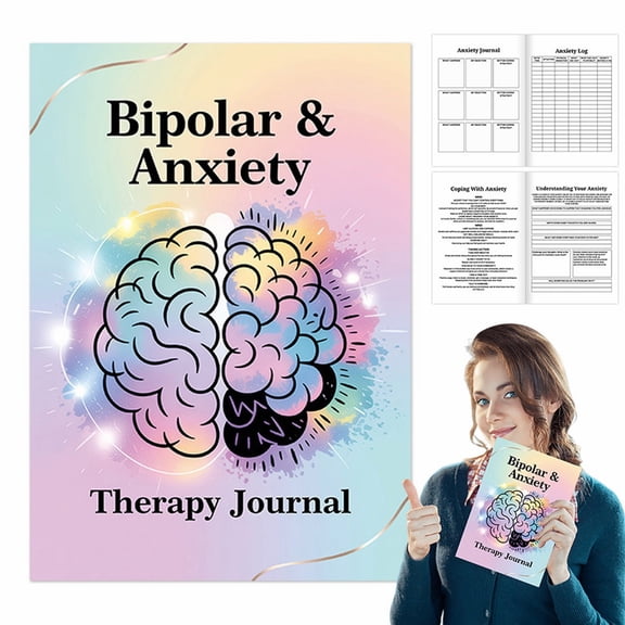 Mental Health & Anxiety Journal,Mood Tracker Journal for Mindfulness,Self Care & Stress Relief,Guided CBT Journal with Mental Health Coloring Book Pages,200Pages,9.45"×6.69",1PC