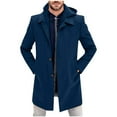 thumbnail image 1 of Men's Casual Coat with Button-Front Closure, Long Sleeves, Turn-Down Collar, and Functional Pockets - Solid Color Polyester Outwear for Daily Wear, Parties, and Business Casual, 1 of 5