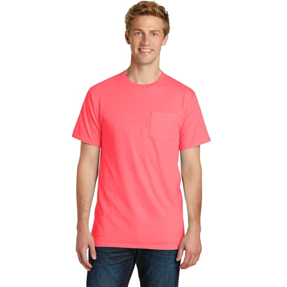 Port & Company Pigment Dyed Pocket Tee-3XL (Neon Coral)