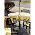 thumbnail image 5 of Outdoor Tablecloth with Umbrella Hole for Patio/Picnic/Party/Camping, Lemon Truck Waterproof Table Cloth Square Cover Washable, Summer Tropical Lemon Fruits Yellow (60"x 60"), 5 of 8