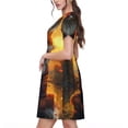 thumbnail image 2 of Easygdp Sunset Maple Tree Fox para Vestido Transpirable de Mujer, Vestido Suelto de Manga Corta con Pliegues y Bolsillos para el Verano, 2 of 6