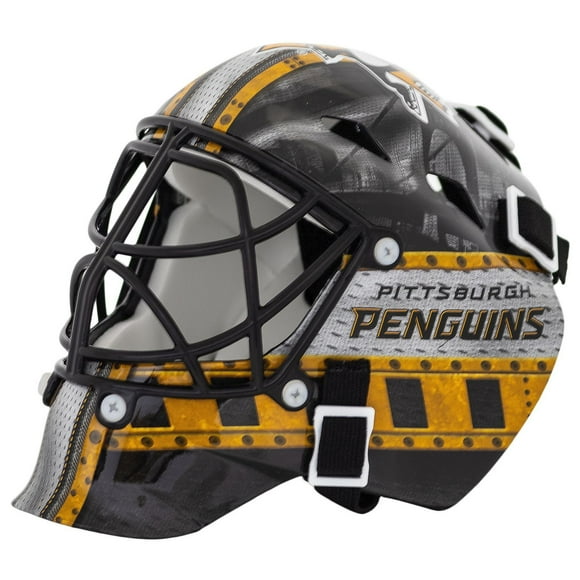 Franklin Sports Penguins NHL Team Logo Mini Hockey Goalie Mask with Case - Collectible Goalie Mask with Official NHL Logos and Colors
