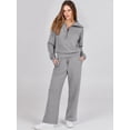 thumbnail image 2 of Women 2 Piece Outfits Sweatsuit Set 2023 Fall Oversized Half Zip Sweatshirt Wide Leg Sweatpant Lounge Set Tracksuit, 2 of 5