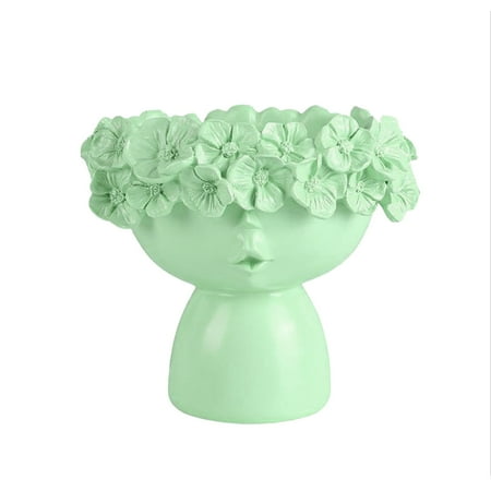 Huntermoon Flower Fairy Desktop Storage Pot Vases Decor Modern Home Ornaments Head 16x14x14cm Nordic Planter For Flowers Art Resin