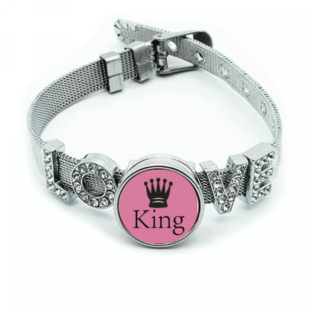 Juego de ajedrez reina negra Pulsera pulsera pulsera de cristal amor pulsera ajustable