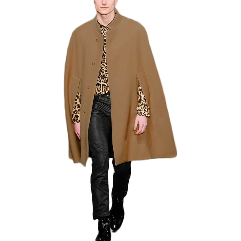 Men Cardigan Hooded Cloak Cape Coat Button Front Outwear - Walmart.com