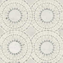 Bedrosians Solis Circle Honed Marble Mosaic 14 x 14, White Carrara / Bardiglio (7.05 sq. ft./Case)