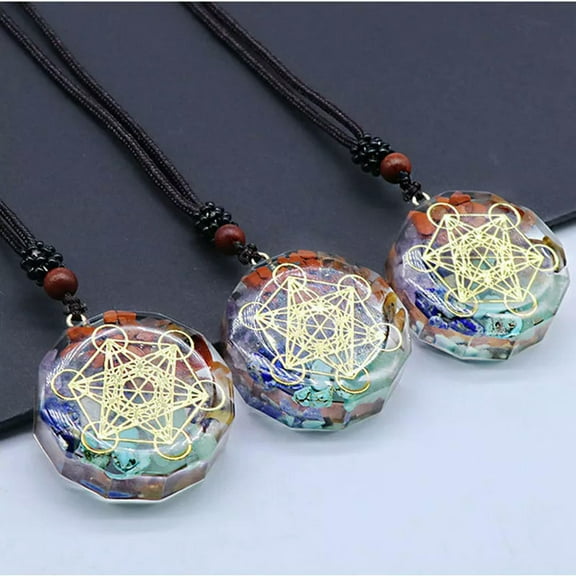 GKNET 5Pcs Natural 7 Chakra Healing Crystal Pendant Quartz Orgone Hexagram Stone Decor